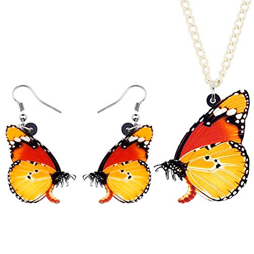 Joyería de mariposa naranja para vestidos de verano y paseos por la playa