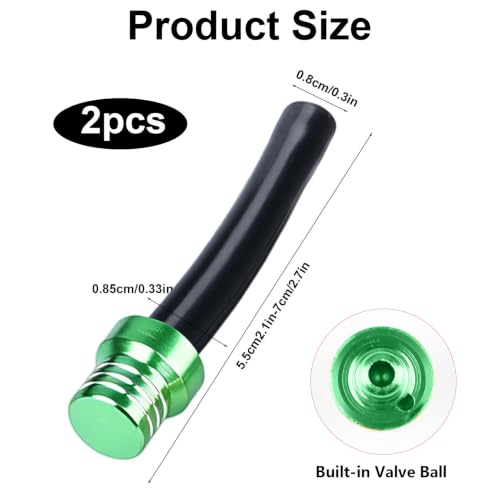 Image of 2pcs Motorcycle Breather Hose Gas Fuel Tank Cap Vent, Green | Motorcycle Gas Cap Vent Hose Tube,Aluminum Universal Breathing Tube Fits Off-Road Motorcycles ATVs /Pit Dirt Motorcycle Bike