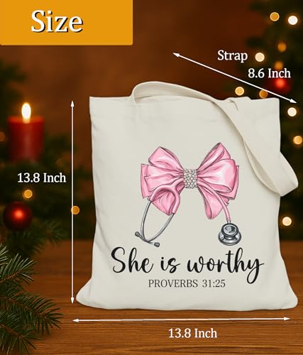 Image of Aesthetic Christian Gifts Tote Bag for Church, Religious Tote Bag for Bible Study, Medium Size with Inner Pocket