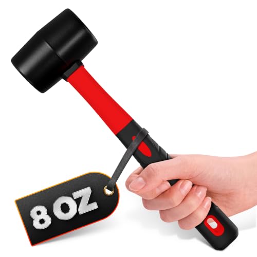 Image of Rubber Mallet Hammer 8 Oz, Soft Face Non-Marring Head (Red) | Small Mallet with Non-Slip Ergonomic Grip for Woodworking, Tile, Flooring, Furniture Assembly, Jewelry, and Leatherwork