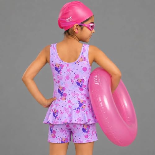 Image of LEBAMI Kids Girls One piece Swimsuit Combo Kit | Frock Swim Costume with Goggles, Cap, Swimming Tube, Nose Clip & Earplugs | Pool & Beach Swimming Kit