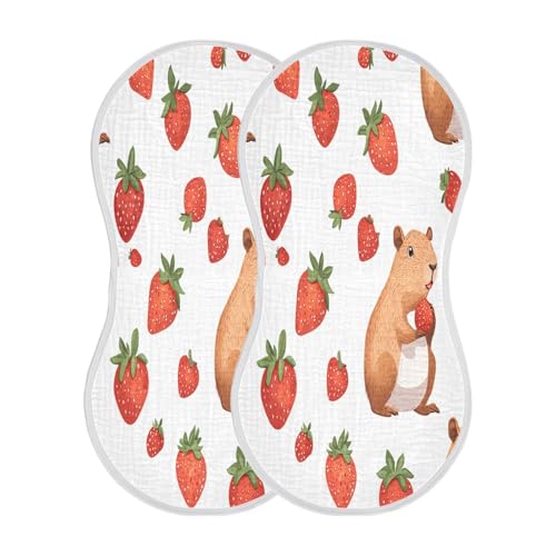 JUZIHAI 4Pack Cute Capybara Baby Burp Cloths Soft Cotton Burp Rags,Super Absorbent Burp Cloth Bag for Newborn Baby Boys/Girls2