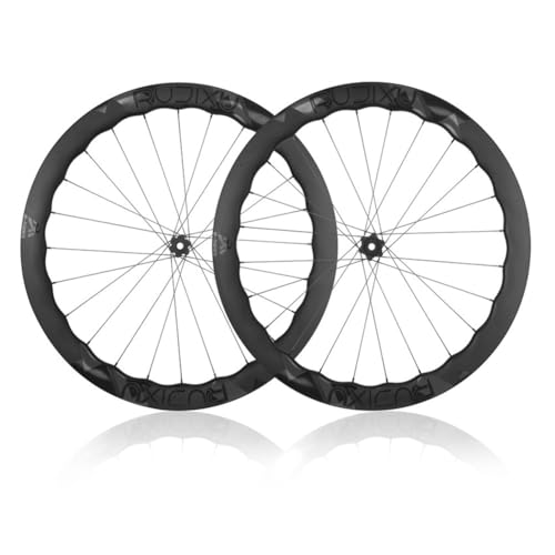 LSRRYD Juego De Ruedas Delanteras Y Traseras De Bici De Carretera 700c Eje Pasante, Llantas De Carbono De 50-45mm Buje De Freno De Disco XD para Cassette De 12 Velocidades(Black)