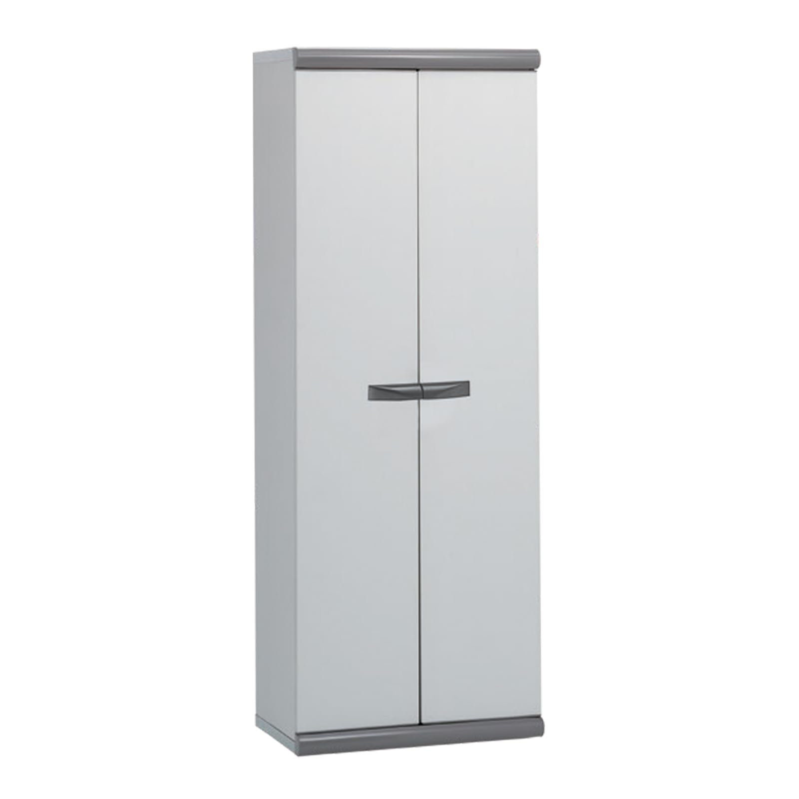 Gardiun Armario Alto de Jardín Resina Coimbra 2 62,5x39x169 cm con 2 Puertas y 3 Baldas de Altura Regulable, Color Gris