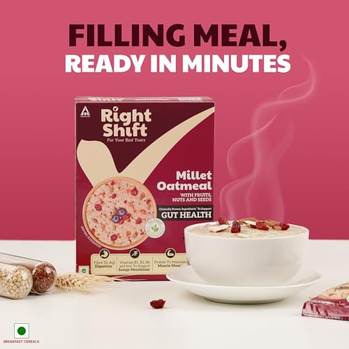 Image of Right Shift High Protein Oats with Real Fruits, Nuts and Seeds, 240g | No Refined Sugar, Sweetened with Jaggery | No Preservatives | Clinically Proven Ingredients for Gut Health