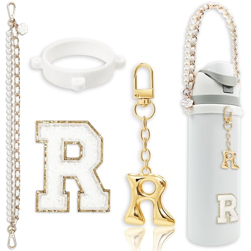 BydGxy Cute Letter Charm Handle Strap Set for Owala Water Bottle 24 oz, 32 oz, 40 oz, Owala Kids, Owala Coffee Tumbler, Owala FreeSip – Compatible with Owala Accessories & Stanley Cup Accessories（R）