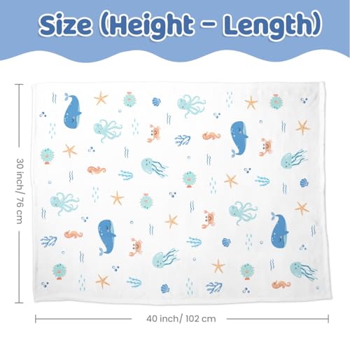 Image of SANDJEST Sea Animal Minky Blanket 30 x 40 Inches, Gift for Christmas Birthday