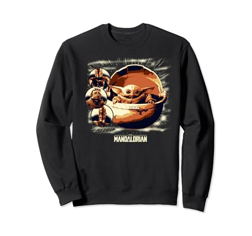 Sweatshirt The Mandalorian Cast Portraits avec imprimé rétro de Grogu en coton