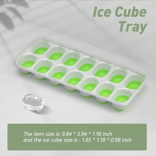 Image of ChefAide Ice Cube Tray with Lid, 2 Packs 28 Cubes Durable Stackable Ice Cube Trays for Freezer with Removable Lids, Easy-Release Plastic & Silicone Ice Tray for Cocktail, Coffee.