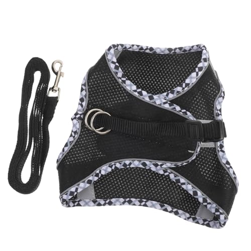 Abaodam 調節可能な軽量ペット犬用ハーネスとリード 反射素材採用 通気性良好 犬の快適な散歩用アクセサリー 中型犬対応