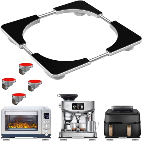 Image of Adjustable Appliance Sliding Tray - Expandable 11 inch x 11 inch- 20 inch x 20 inch | Slider Tray for Kitchen Appliances - 360 Countertop Rolling Tray with Locking Brakes for Coffee Makers