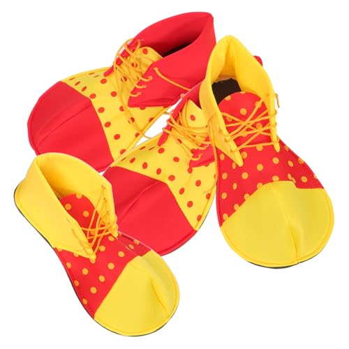 Chaussures de clown accessoires déguisement carnaval tissu léger lot de 2 paires festives
