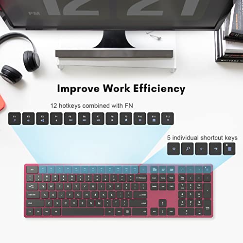 Wireless-Keyboard-24G-Computer-Keyboard-Wireless-Full-Size-with-Number-Pad-and-Shortcut-Keys-Silent-Quiet-External-USB-Cordless-Keyboard-for-Laptop-Windows-1087-PC-Chromebook-Wine-Red