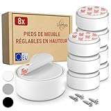 Montage facile : Le rehausseur peut être collé ou vissé. Grâce au matériel de montage fourni avec 32 vis adaptées, l'installation est simple et rapide. Fixez d'abord les plaques de montage avec les vis, puis vissez les pieds dans la plaque et réglez la hauteur souhaitée. Ou décollez le film protecteur et collez – terminé !