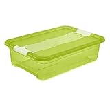 keeeper Aufbewahrungsbox mit Deckel und Schiebeverschluss, 59,5 x 39,5 x 17 cm, 28 l, Cornelia, Grün Transparent