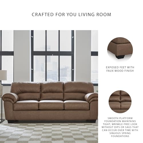 Image of Signature Design by Ashley Caramel Faux Leather Sofa, No Assembly Required
