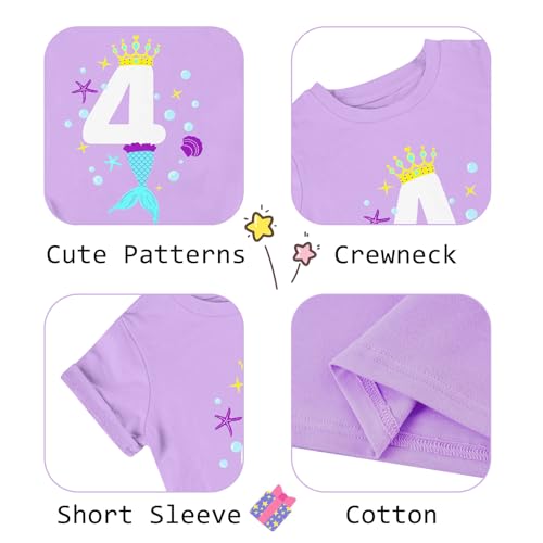 Image of Lovekider Girls Birthday T Shirts Cotton Short Sleeve T-Shirts Tee Party Clothing 3-6 Years