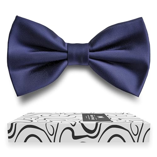 Image of Adam Young Men's Bow Ties Pre-Tied Style Formal Satin Classic Bowtie for Tuxedo Faux Silk