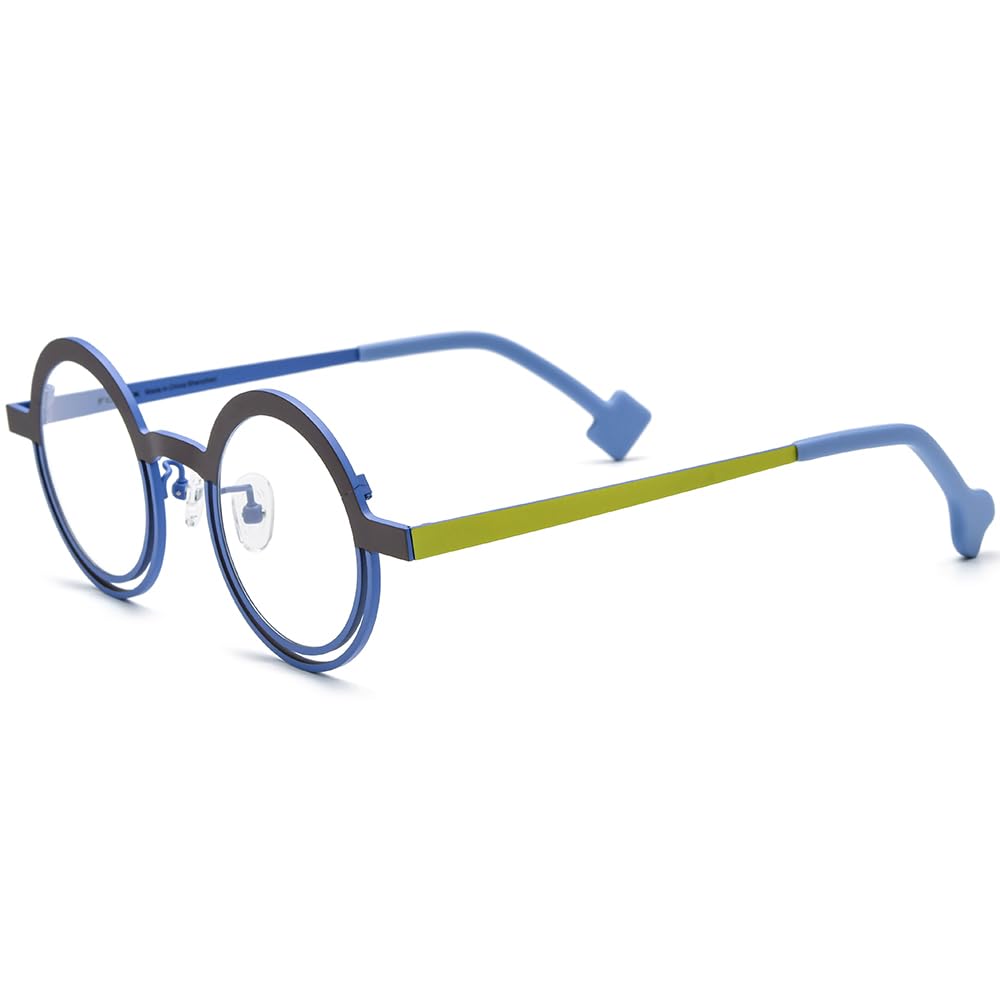 FONEX Colorful Pure Titanium Glasses Frame Women Retro Round Eyeglasses