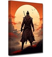 CXHOSTENT Japanese Samurai Wall Art Japan Warrior Portrait Painting Prints Armored Samurai Canvas...