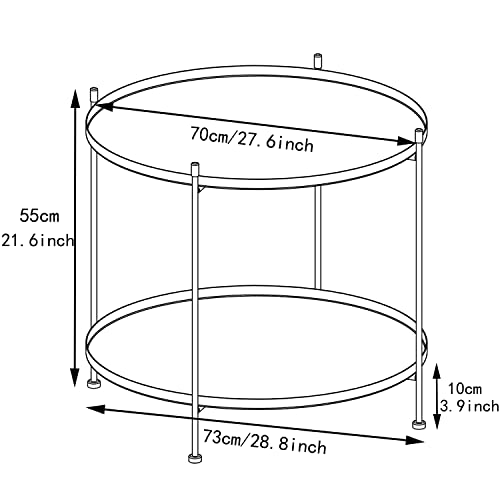 Lisuden Modern Metal End Table, 27.6 Inch Round Side Table Indoor/Outdoor, Living Room Small Coffee Table, Industrial Night Stand With 2-Tier Storage Shelf (Black) #TOP2