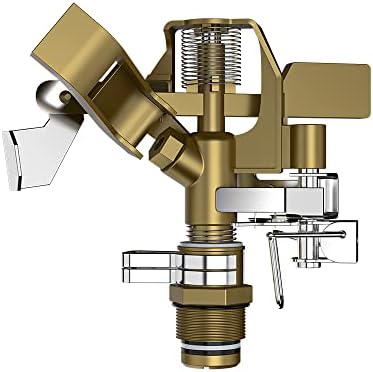 VLAY 1/2 Inch Heavy Duty Brass Impact Sprinkler with 0-360 Degree Adjustable Circular Cover Jet Pattern, Watering Sprinkler for Large Area Lawn, Garden and Yard Irrigation