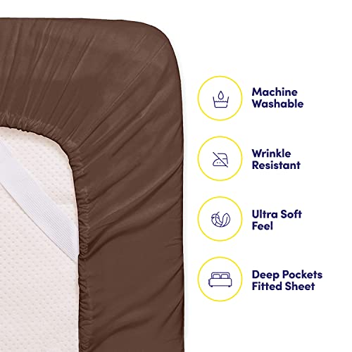 Queen Sheets Brown - 6 Piece 1500 Supreme Collection Fine Brushed Microfiber Deep Pocket Queen Sheet Set Bedding - 2 Extra Pillow Cases, Great Value, Queen, Brown by Sweet Home Collection - Image 3