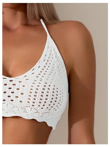 Verdusa Women's Hollow Out Crochet Halter Top and Skirt Cover Up Sets4