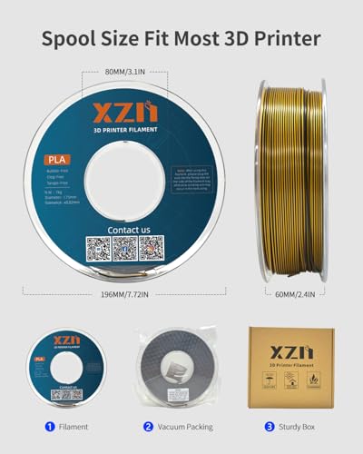 Image of Silk PLA Filament 1.75mm Dual Color Gold Black 1KG, Metal-Like Shiny 3D Printer Filament, Precision ±0.02mm, Neatly Wound, No Clog /Bubble, Durable, Excellent Layer Adhesion, Fits Most FDM Printer