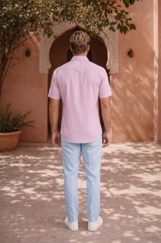 Image of Louis Philippe Men's Regular Fit Easy to Iron Everyday wear Premium Cotton Half Sleeve Solid Formal Shirt