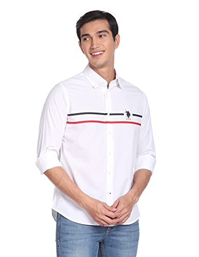 Image of U.S. POLO ASSN. Striped Regular Fit Cotton Shirts for Men - Full Sleeve Mens Casual Shirts