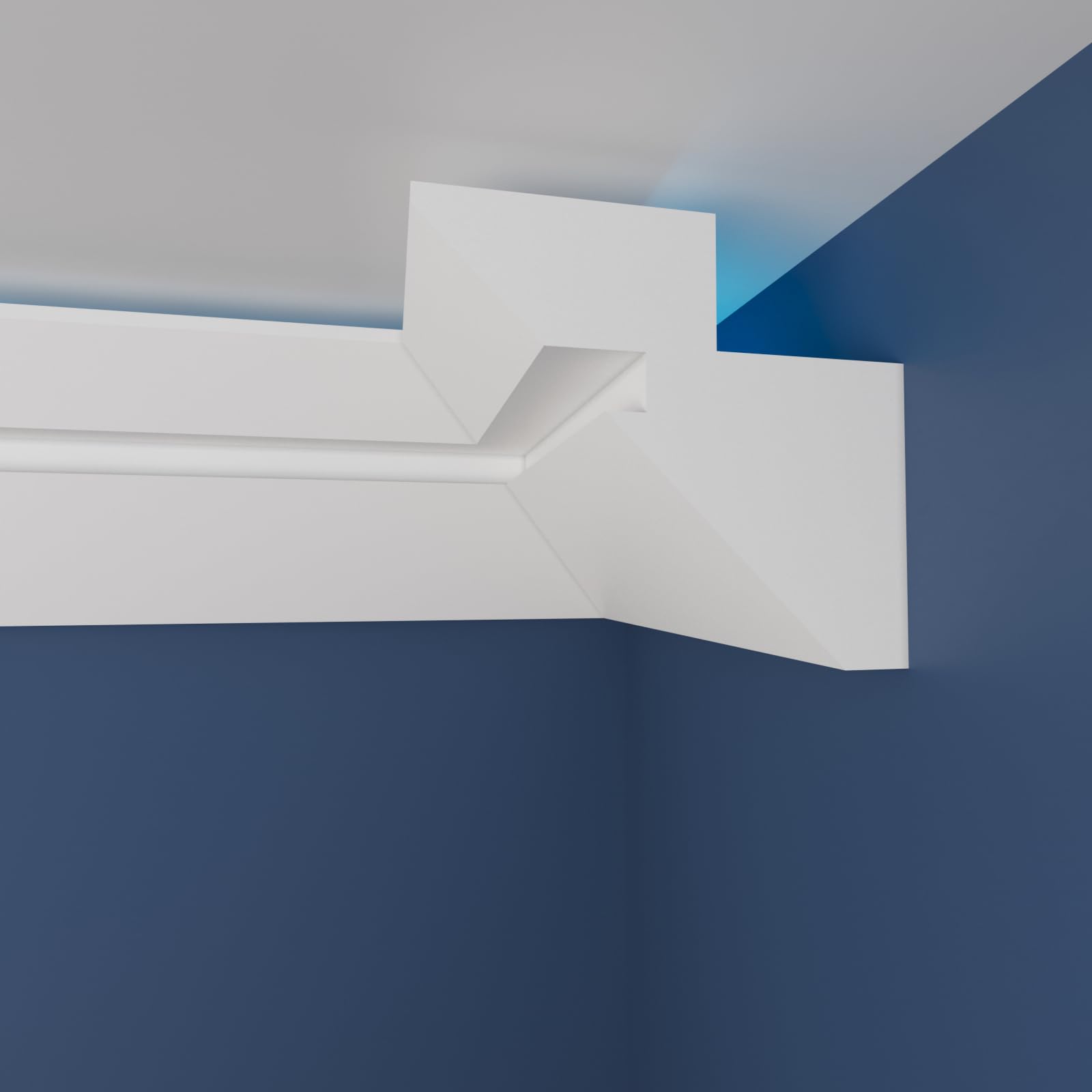 WOLDECOR Modern LED Ceiling Coving Cornice–Stylish XPS Lightweight Moulding Trim,Easy DIY Installation,Durable Decorative Coving for Walls and Ceilings with LED Lights (WLZ07, Internal Corner 20cm)