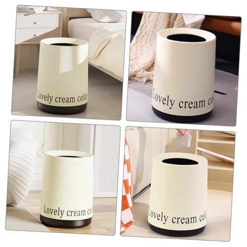 Cabilock Caneca de Basura Plástica Grande Capacidad Doble Capa Beige miniatura 6