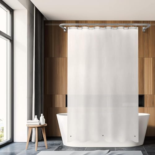 Image of Barossa Design 70x60 Short Frosted Shower Curtain Liner with 3 Magnets - Waterproof Short PEVA Plastic Shower Liner for Bathroom, PVC Free, Metal Grommets - Frost, 70x60