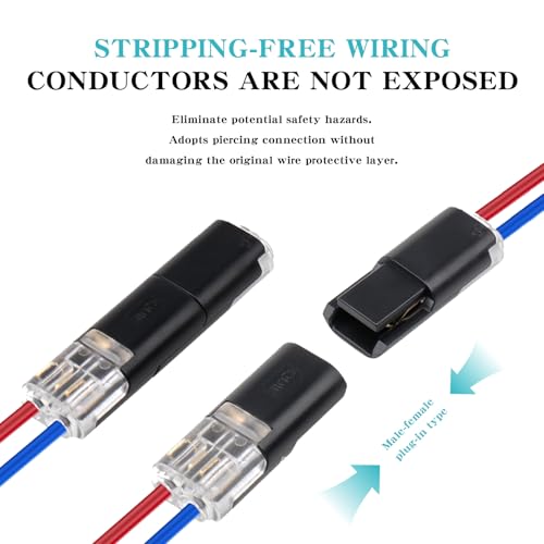 YESLUSY 40 Stück Steckverbinder, 12V Kabelverbinder Wasserdicht, 2 Polig, 2 Pin Stecker, Schneller Crimp Anschluss für 18-22 AWG Kabel, Steckverbindung Steckbarer Kabelan