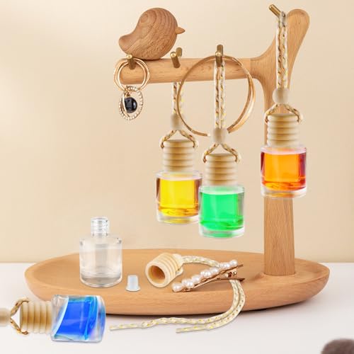 Image of 100 Pcs Hanging Car Air Freshener Empty Car Hanging Perfume Diffuser Bottle Pendant Vials for Essential Oil Scent Fragrance Aromatherapy