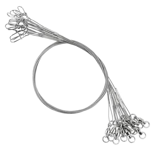 Atibin Rigs Lure Wire Leader Line Saltwater Swivels Fishing Leader Bait Wire Rigs Fishing Leaders Snap White Nickel #2 50lb 11.8in 20pcs
