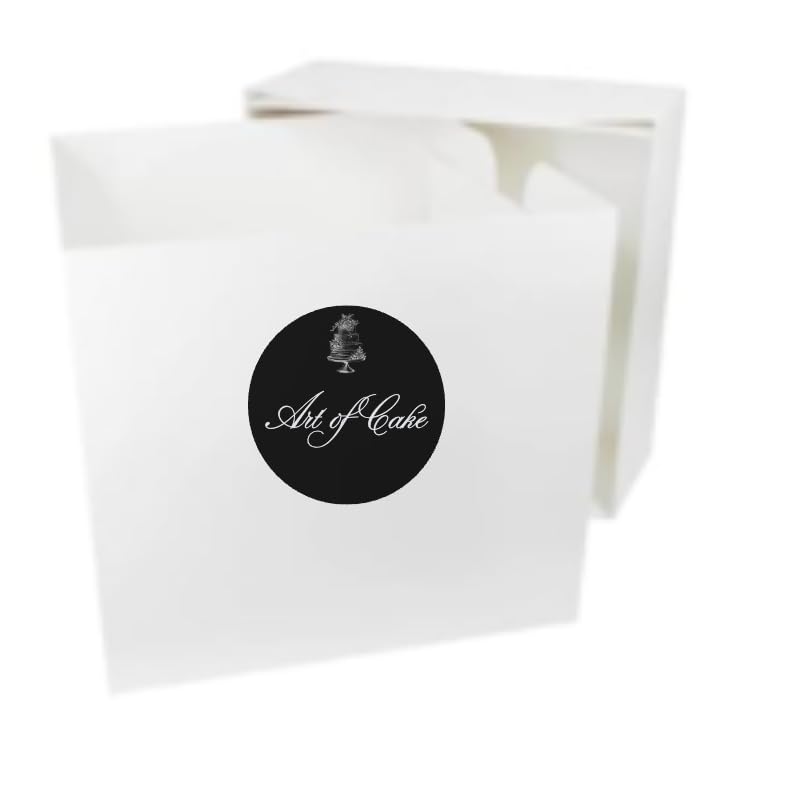Art of cake® White Tall Cake Box & Lid (3, White, 8")