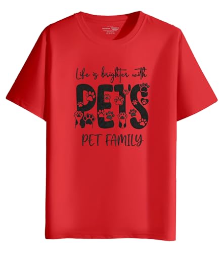 Image of INDISSH T-Shirt for Man | Regular and Plus Size Upto 7XL | Pet Lover Graphic Printed | Round Neck Cotton Fabric Regular fit Casual T-Shirt for man - RNM-PETFAMILY-PAR