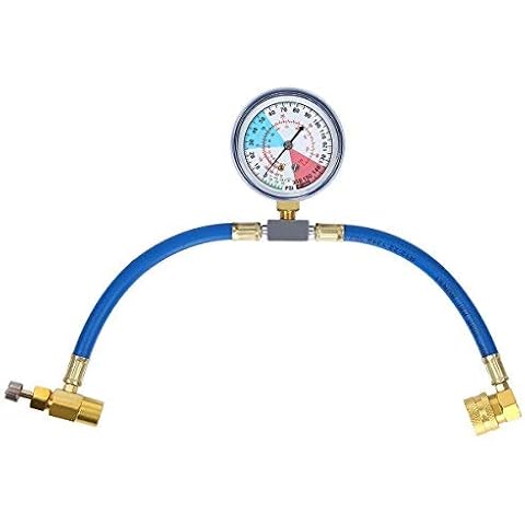 Latinaric R134a Air Conditioning Refrigerant Charging Measuring Hose Recharge Kit With Gauge Cover