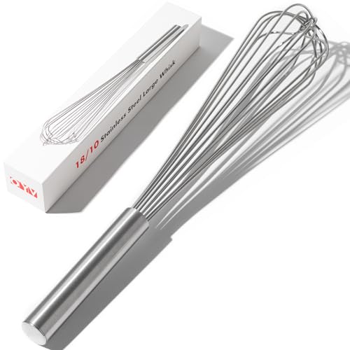 OYV 18/10 Stainless Steel Large Whisk, 17' Commercial Heavy Duty Whisk for Whipping Eggs, Mixing Batter, Making Sauces, Long Wisk Dishwasher Safe