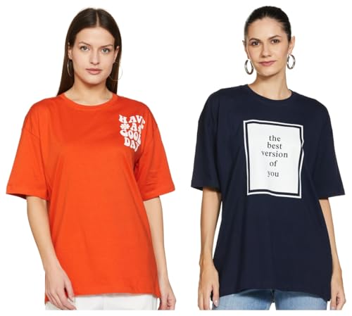 Image of T2F Women's Cotton Regular T-Shirt Pack of 2