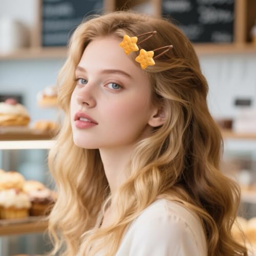 8 Pinzas de cabello con diseño de galleta divertido miniatura 5
