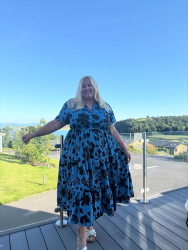 Image of TIYOMI Women Plus Size Dress Boho V Neck Short Sleeve Beach Maxi Dresses Floral /Stripe /Leaves /Lemon XL-5XL