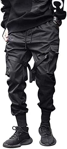 BITLIVE Men's Joggers Pants Fashion Casual Jogging Long Multi-Pockets Outdoor Cool Pant with Drawstring (Large, Black)