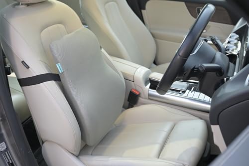 Image of Car Seat Cushion with Lumbar Support I Memory Foam Ergonomic Backrest for Upper, Middle & Lower Back Pain Relief I Posture Correction Chair Support for Car & Office Use - 17x15x5inch, Grey