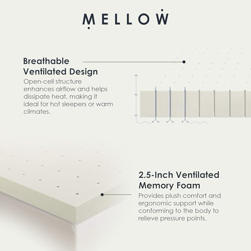 Image of Best Price Mattress 2.5 Inch Ventilated Memory Foam Mattress Topper, CertiPUR-US Certified, Short Queen