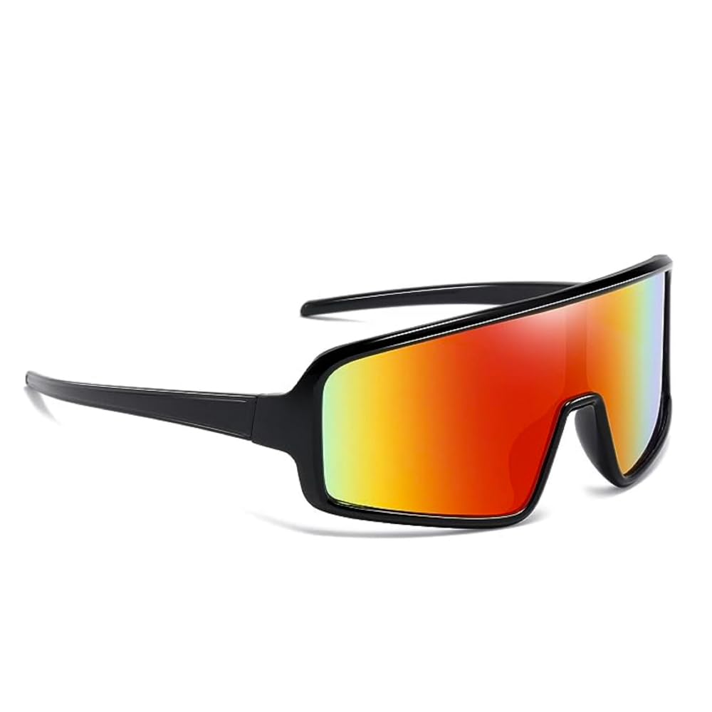 Street Knitted Men and Women's Black UV400 Protection Shield Reflective Rainbow Visor Mirror Cycling Sports Glasses 80s 90's Baseball Glasses for Youth Kids Teens Sunglasses