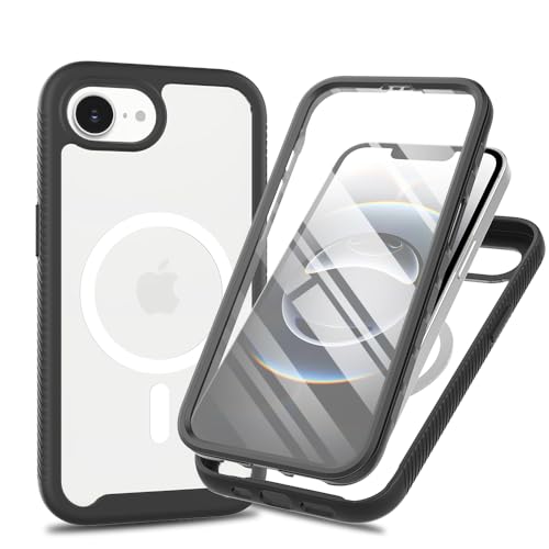 Coque iPhone 16E antichoc intégrale et coque arrière magnétique transparente 6,1