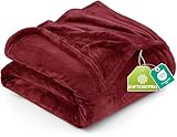 Utopia Bedding Fleece Blanket Queen Size Burgundy 300GSM Luxury Anti-Static Fuzzy Soft Microfiber Bed Blanket (90x90 Inch)